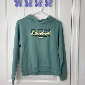 Reebok kid’s light green decal‎ pullover hooded pocket sweatshirt jacket large